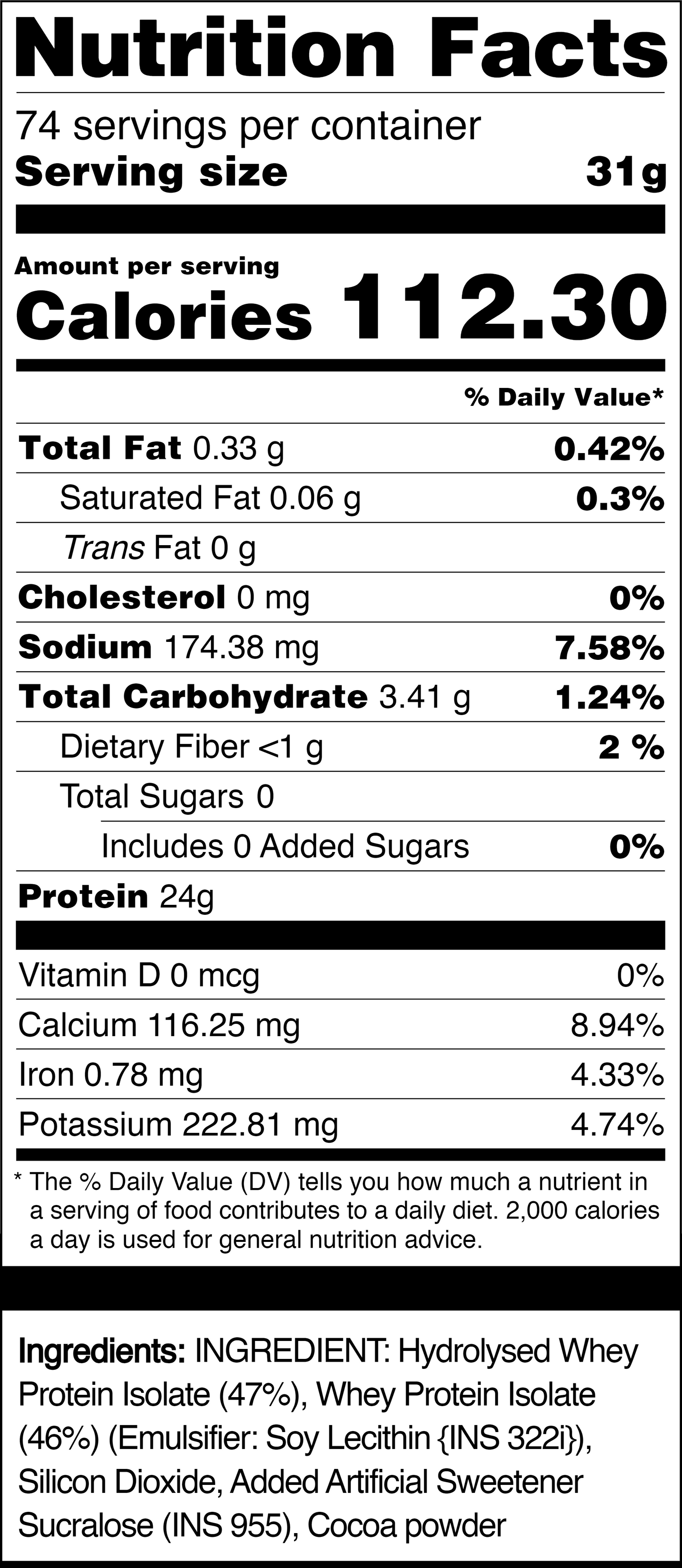 2.5kg_whey isolate protein nutrition facts