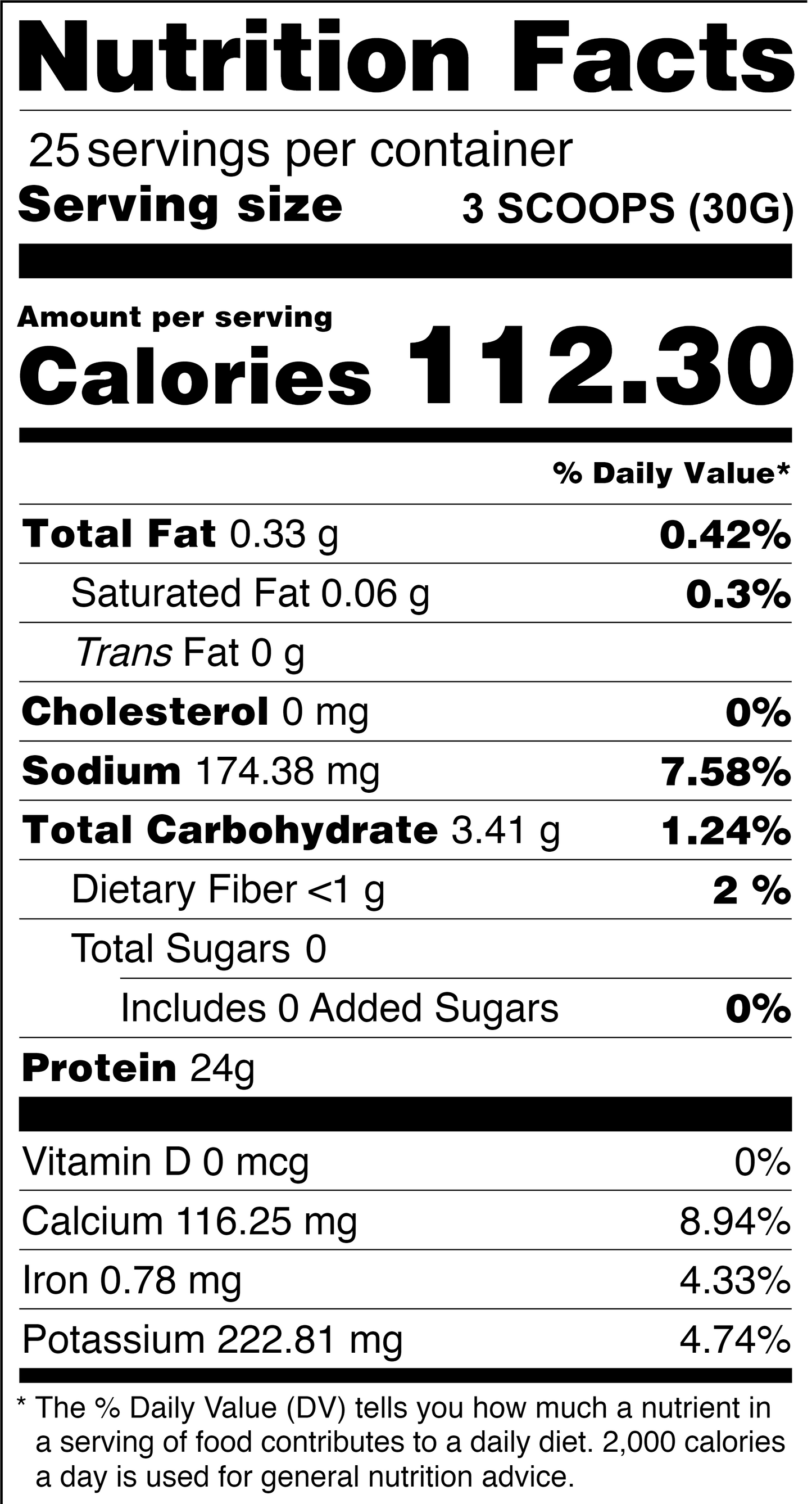 250g_whey isolate protein nutrition facts