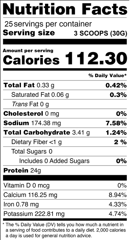 250g_whey isolate protein nutrition facts