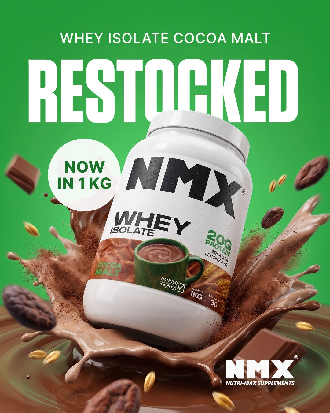 Whey Isolate Cocoa Malt (30 servs) (NEW DROP)